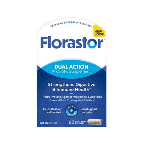 Florastor, Dual Action Probiotic Vegetarian, 250 Mg, 20 Caps Florastor