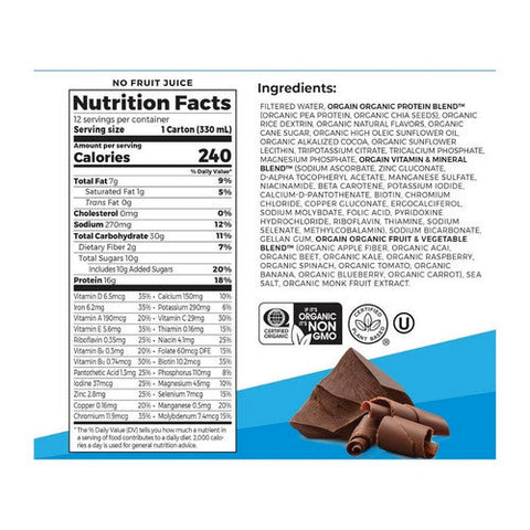 Orgain, Vegan Nutritional Shake Smooth Chocolate, 11 Oz(Case Of 12) Orgain