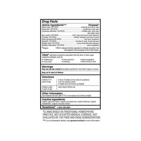 Genexa, Allergy Care Non-Drowsy Organic Allergy And Decongestant Organic Acai Berry, 60 Tabs