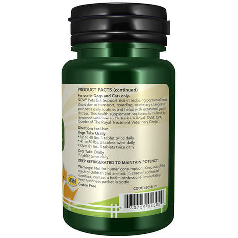 Now Foods, Pets GI Support (Probiotic), 90 Lozenges Now Foods