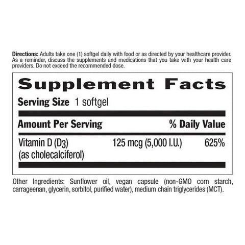 Country Life, Vegan D3 5000 Iu, 5000 Iu, 60 Veg Softgels Country Life