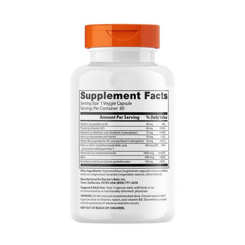 Doctors Best, Fully Active B Complex with Quatrefolic, 60 Veggie Caps