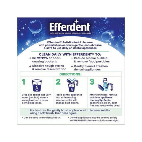 Efferdent, Plus Mint Anti-Bacterial Denture Cleanser, 44 Tabs Efferdent