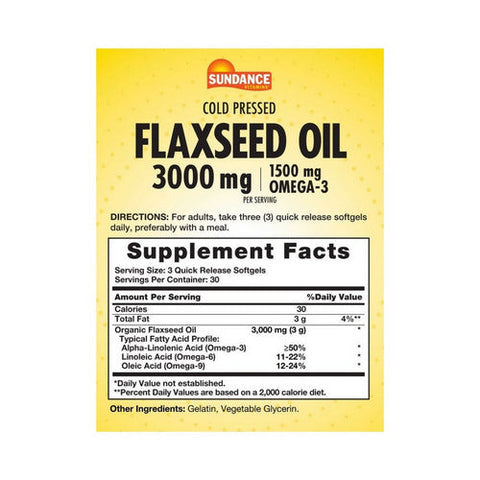 Sundance, Vitamins Flaxseed Oil Softgels, 1000 mg, 90 Tabs Sundance