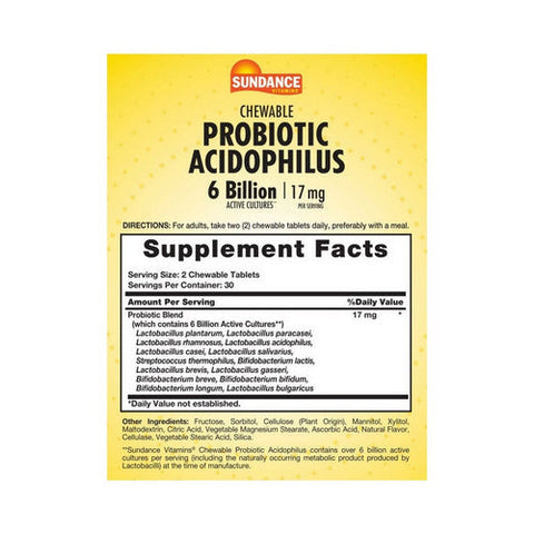 Sundance, Probiotic Acidophilus Active Cultures Chewable Natural Berry, 17 Mg, 60 Tabs Sundance