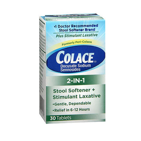 Colace, 2-In-1 Stool Softener Plus Stimulant Laxative, 30 Tabs Colace