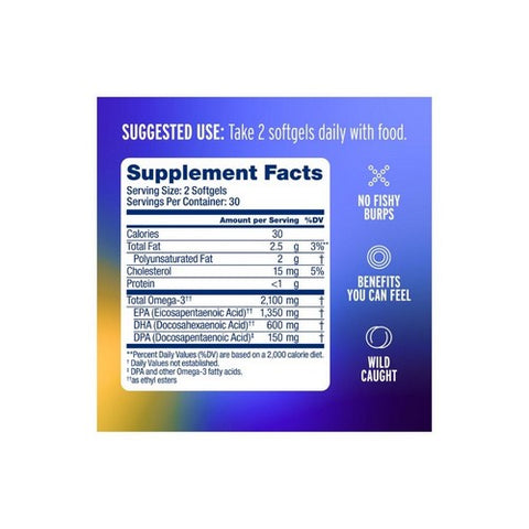 Ocean Blue, Omega-3 2100 Natural Orange Flavor, 0, 60 Softgel