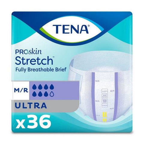 Tena, Unisex Adult Incontinence Brief TENA  Stretch Ultra Tab Closure Medium Disposable Heavy Absorbency, Case Of 2 Tena