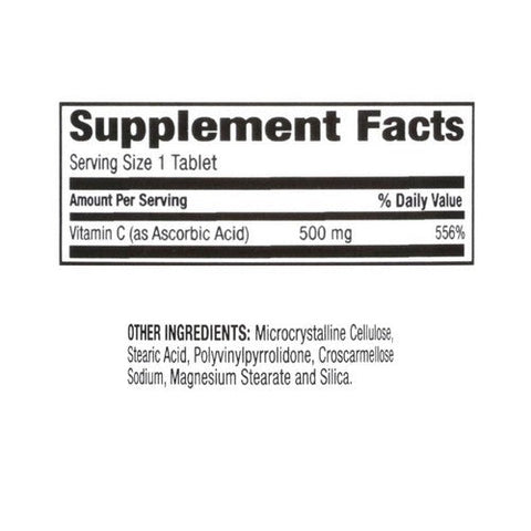 Major Pharmaceuticals, Vitamin C Ascorbic Acid, 500 Mg, 100 Tabs