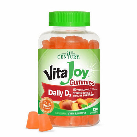21st Century, Vitajoy Daily D3 Gummies Peach, 25 Mcg, 120 Gummies 21st Century