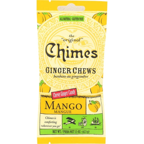 Chimes, Ginger Chews Mango Bag, Case of 12 X 1.5 Oz Chimes