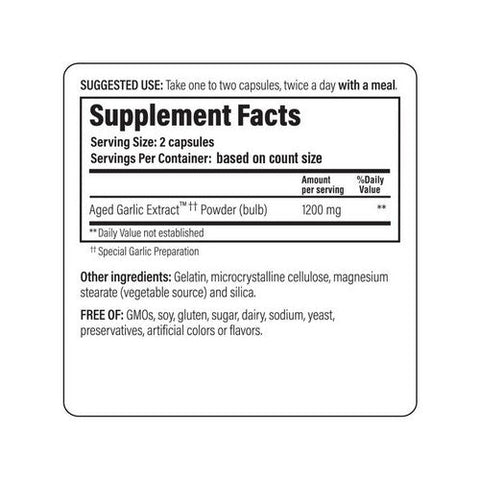 Kyolic, Aged Garlic Extract Cardiovascular And Immune Reserve Formula 200, 60 Caps