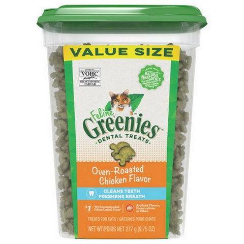 Greenies, Greenies Feline Natural Dental Treats Oven Roasted Chicken Flavor, 9.75 oz Greenies