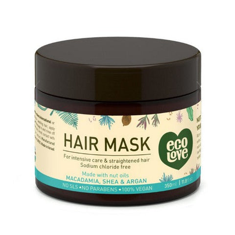 Eco Love, Hair Mask For Intensive Care And Straightened Macadamia Shea & Argan Oil, 11.8 Oz Eco Love