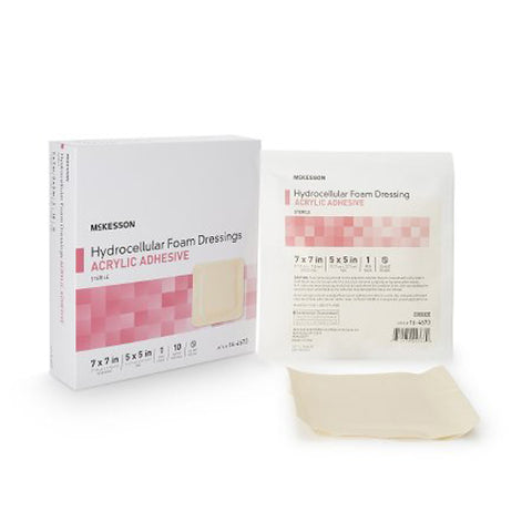 McKesson Acrylic Adhesive with Border Foam Dressing 7 x 7 Inch Count of 10 by McKesson