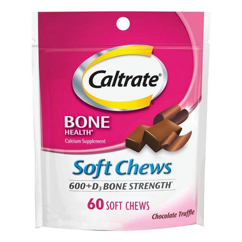 Caltrate, Soft Chews 600  Plus D3 Bone Strength Chocolate Truffle, 60 Each Caltrate