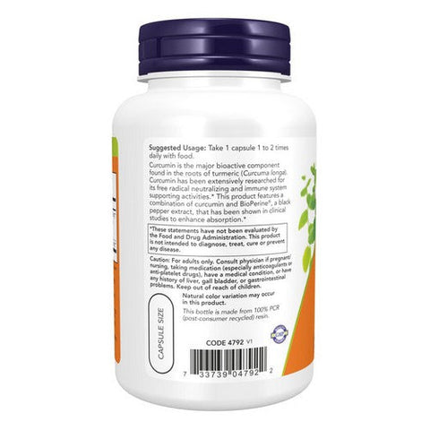 Now Foods, Turmeric Curcumin + Bioperine, 90 VegCaps Now Foods