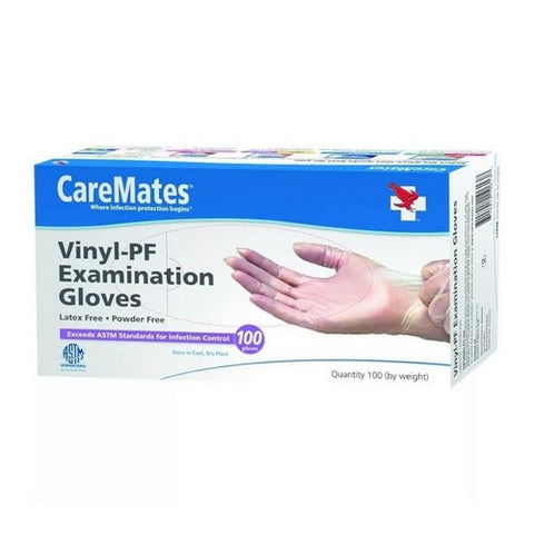 Caremates, Vinyl Examination Gloves Large, 100 Count Caremates