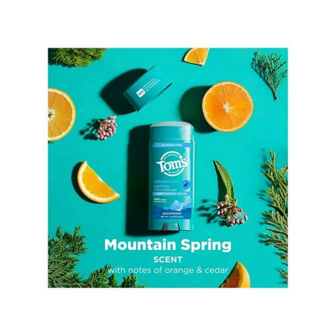 Tom's Of Maine, Mountain Spring Aluminum Free Deodorant, 3.25 Oz (Case Of 6) Tom's Of Maine
