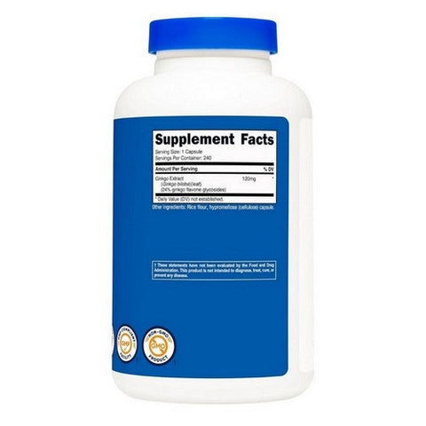 Nutricost, Ginkgo Biloba Capsules, 120 Mg, 240 Count Nutricost