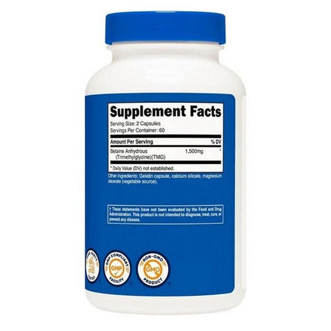 Nutricost, Betaine Anhydrous Capsules, 1500 Mg, 120 Count Nutricost