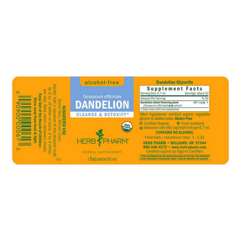 Herb Pharm, Dandelion Alcohol-Free, 1 Oz Herb Pharm
