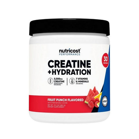 Nutricost, Creatine Monohydrate Plus Hydration Fruit Punch Flavored, 5000 Mg, 10.1 Oz / 30 Servings Nutricost