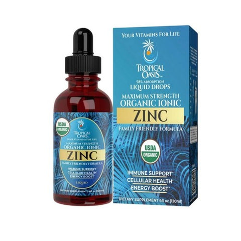 Organic Ionic Zinc Drops For Kids And Adults 4 Oz by Tropical Oasis