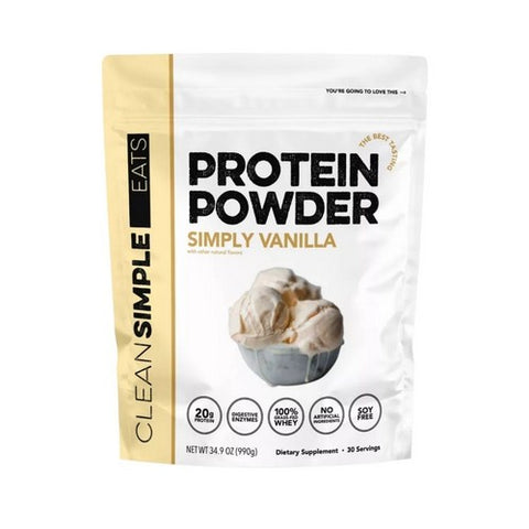 Whey Protein Powder Simply Vanilla 34.9 Oz by Clean Simple Eats