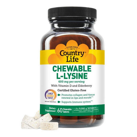 Country Life, Chewable L-Lysine, 600 mg, 60 Tabs Country Life