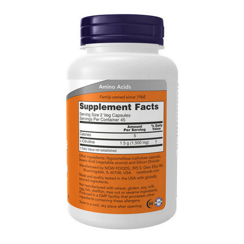 Now Foods, L-Citrulline, 750 Mg, 90 Veg Caps Now Foods