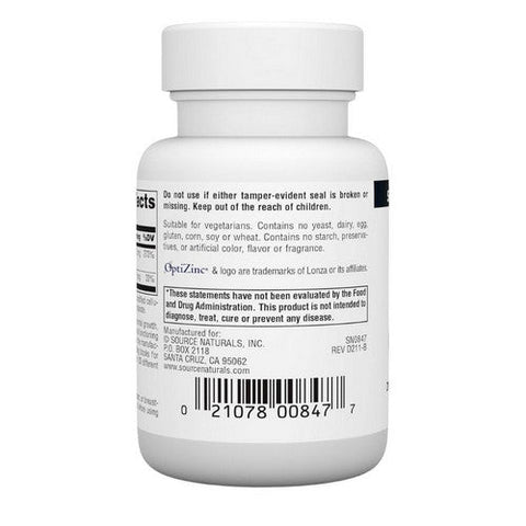 Source Naturals, OptiZinc, 30 Mg, 60 Tabs Source Naturals
