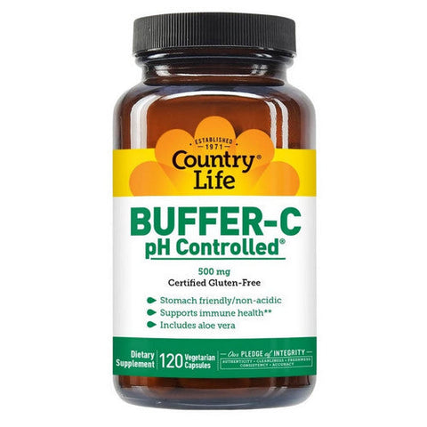 Country Life, Buffer-C PH Controlled, 500 Mg, 120 Veg Caps Country Life