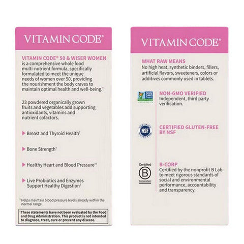 Garden of Life, Vitamin Code 50 And Wiser Women'S Multi, 120 Caps