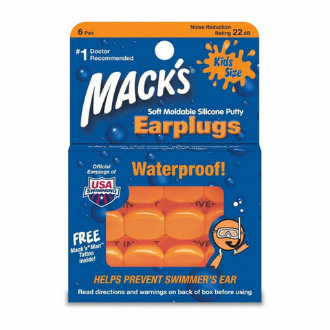Mack's, Soft Moldable Silicone Putty Earplugs Kids Size, 6 Pairs Mack's